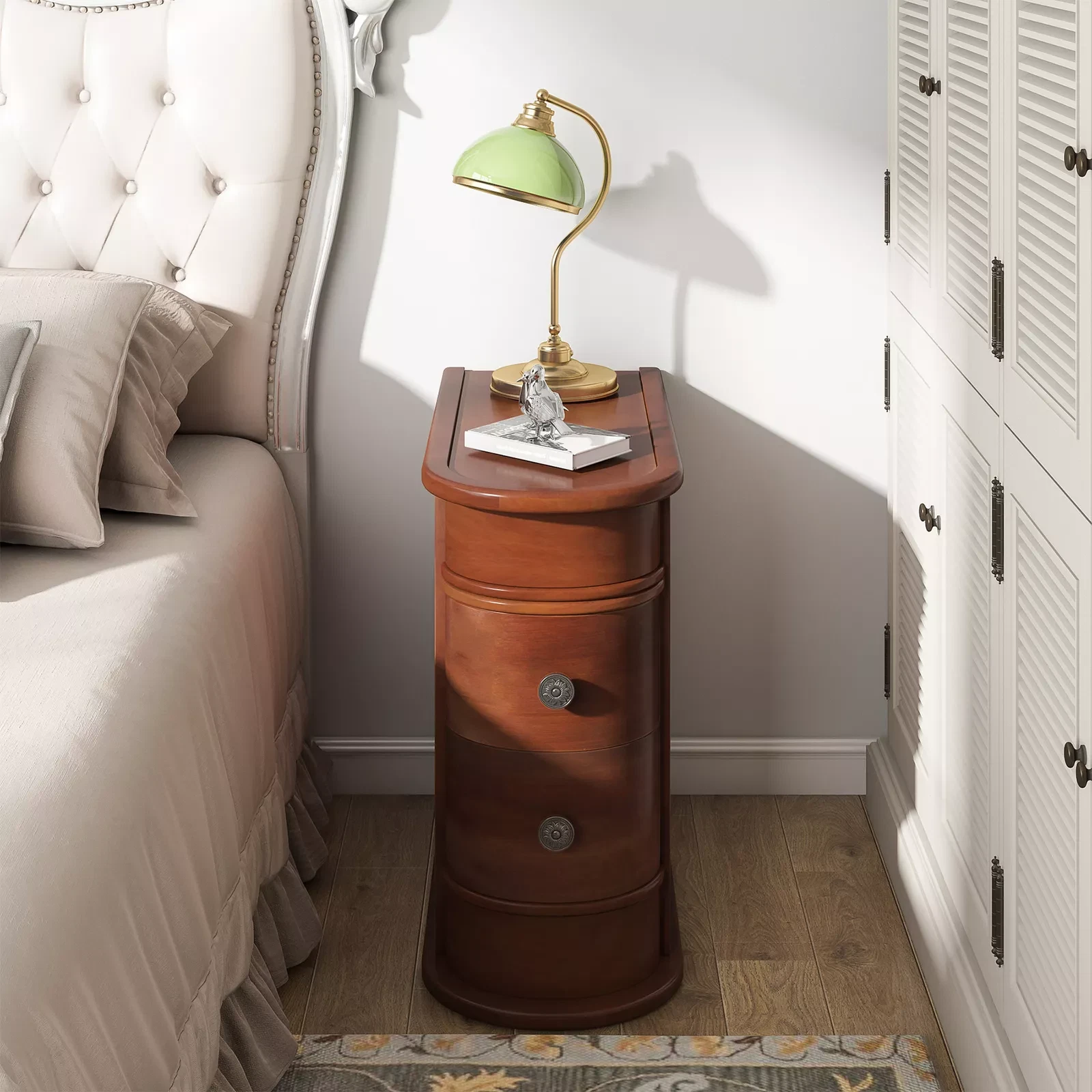 Narrow End Table Sofa Bedside Table Slim Solid Woo